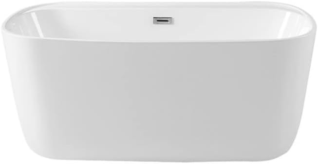 Carver Tubs - Zen 63' - Acrylic Freestanding Soaking Bathtub - Comes with Heated Jetted Air Massage - White Modern Rounded Rectangle Acrylic Fiberglass Tub With Chrome Drain - 63'L x 31.5'W x 24'H