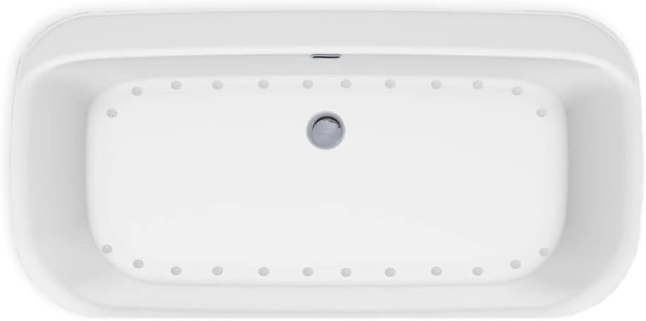 Carver Tubs - Zen 63' - Acrylic Freestanding Soaking Bathtub - Comes with Heated Jetted Air Massage - White Modern Rounded Rectangle Acrylic Fiberglass Tub With Chrome Drain - 63'L x 31.5'W x 24'H