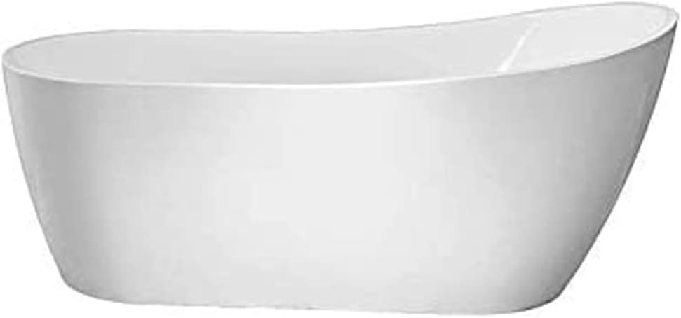 Vanity Art 59 X 29 Inch White Acrylic Freestanding Bathtub | Contemporary Design Soaking Tub with Pop-up Drain and Slotted Overflow Included, UPC Certified VA6904-S-TG