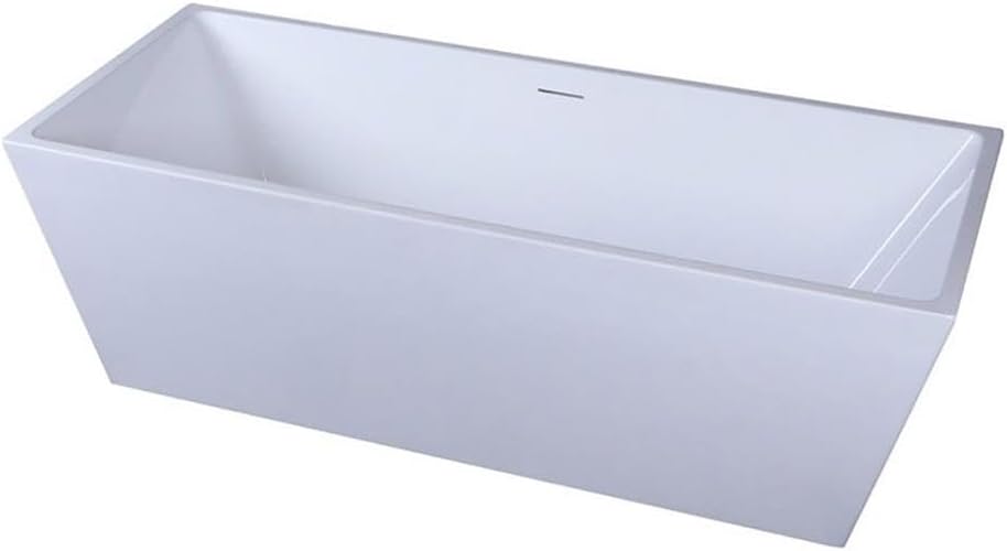 Elegant Kitchen and Bath Turner 72' Rectangular Resin Bathtub in Glossy White