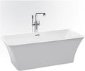 Bowery Hill Rectangular Freestanding Acrylic Insulated Bathtub, White High-Gloss Finish, Scratch-Resistant Modern Design, Deep Soaking Tub, Durable Bathroom Fixture for Relaxing Comfort