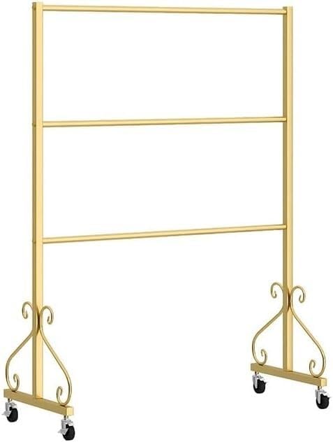 REMYS 3 Tiers Metal Swimsuit Clothes Organizer Shelves, Underwear Panty Rack Shorts Display Bra Stand, Freestanding Garment Rack with Wheels, for Bedroom/Boutique(Gold,80x40x130cm)