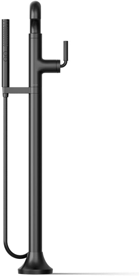 Kohler T27424-4-BL Tone™ Floor-mount bath filler trim with handshower, Matte Black