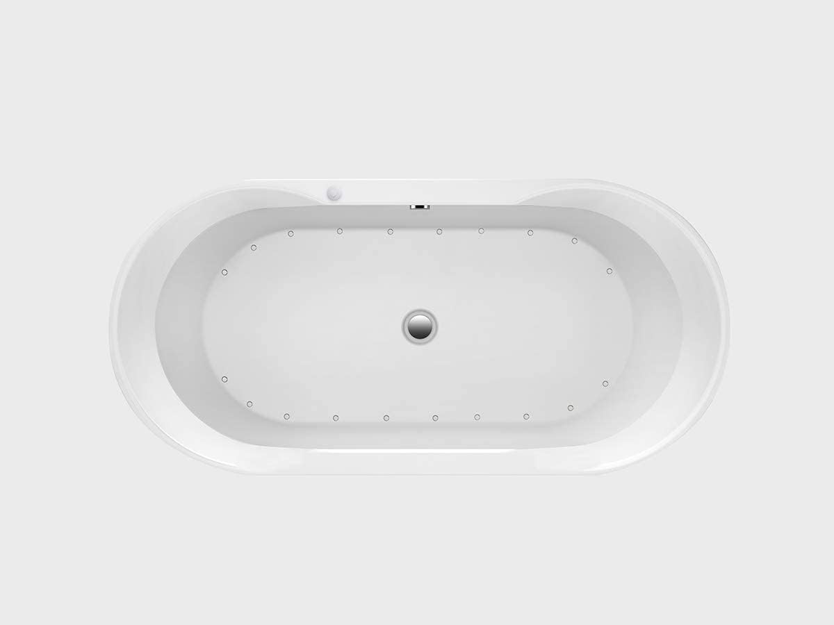 Carver Tubs - Aiden 65' - Modern Freestanding Soaking Bathtub, Soaking Free Standing Bathtub - White Modern Acrylic Oval Tub Chrome Drain & Overflow Chrome Drain Included - 65'L x 29'W x 22'H