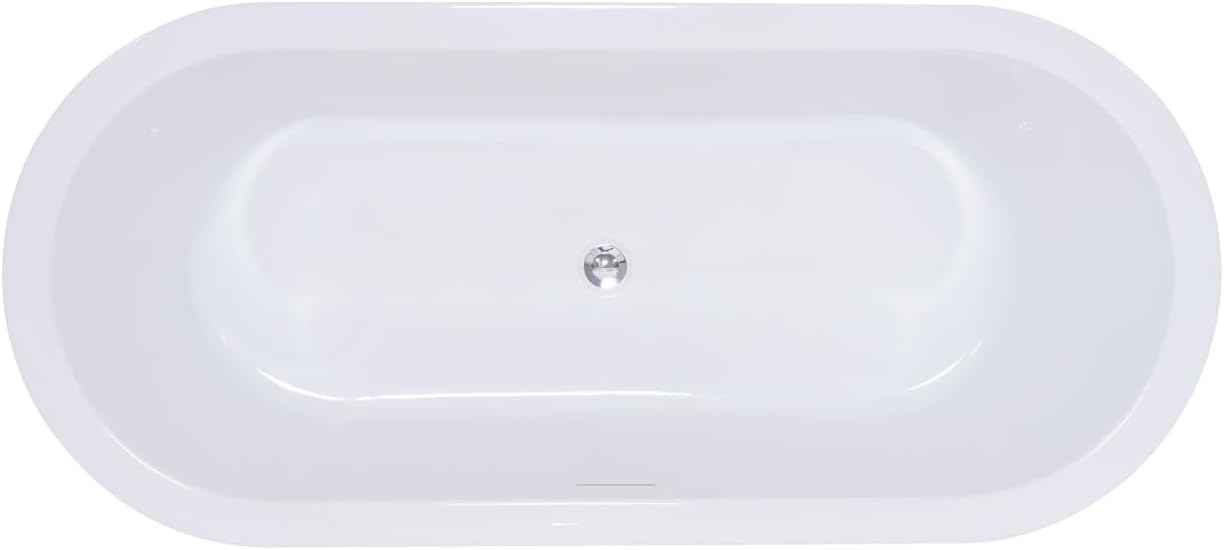 Miseno MNO7132SFSO 71' Free Standing Acrylic Soaking Tub with Center Drain - White