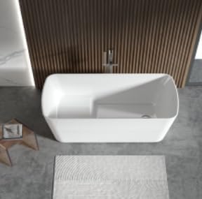 GarveeHome Freestanding Bathtub, Acrylic Soaking Tub with Chrome Overflow and Drain, Contemporary Bath Tub, cUPC Certified