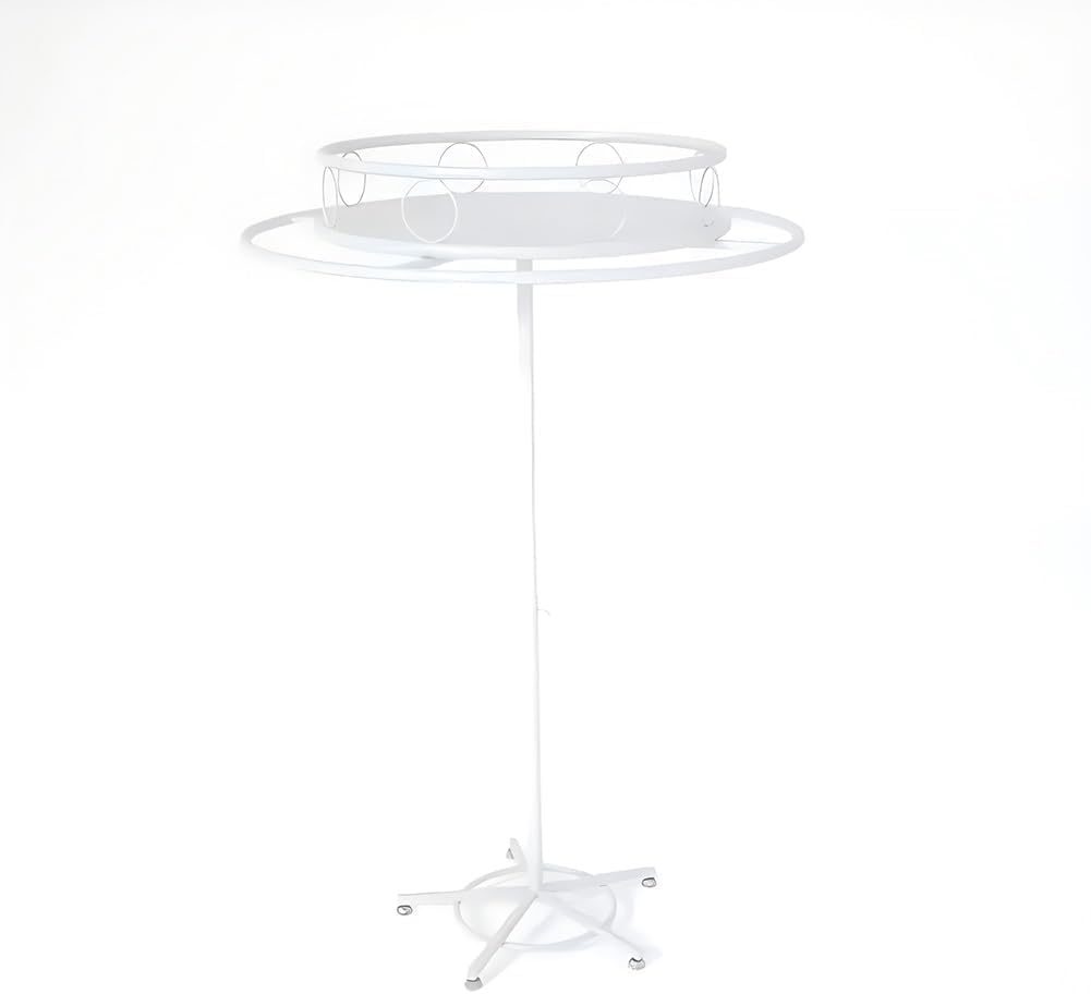 Freestanding Garment Display Retail Rack, Rotatable Round Clothes Hanging Metal Clothes Rack, Ribbon Storage Display Rack Scarf Coat Hanger(White,70cm/27.6in)