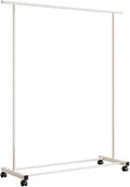 Simple Clothing Rack, Rolling Coat Rack, Garment Organizer with Universal Wheels, Metal Coat Stand for Bedroom, Laundry, Living Room(White,47.2x15.8x57.1in)