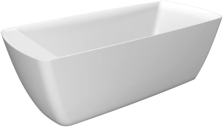 Carver Tubs - Elysium 67' - Acrylic Freestanding Soaking Bathtub - Comes With Heated Air Jetted Massage - White Modern Rectangle Acrylic Tub with Chrome End Drain - 59'L x 31.5'W x 23.5'H