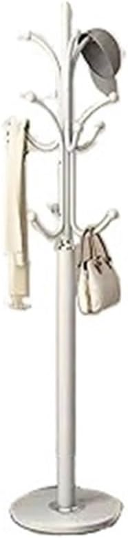 Adjustable Garment Rack Hall Tree with Stand Free Standing Iron Coat Rack Bedroom Hanger Storage For Entryway, Bedroom, Hallway, Office Standing Hanger(White)