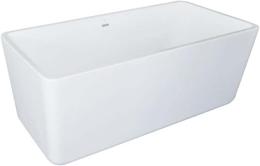 Bowery Hill Rectangular Freestanding Acrylic Bathtub, White Finish, Insulated Multi-Layer Design with Fiberglass Backing, Scratch-Resistant Modern Deep Soaking Tub for Luxurious Bathroom Spa