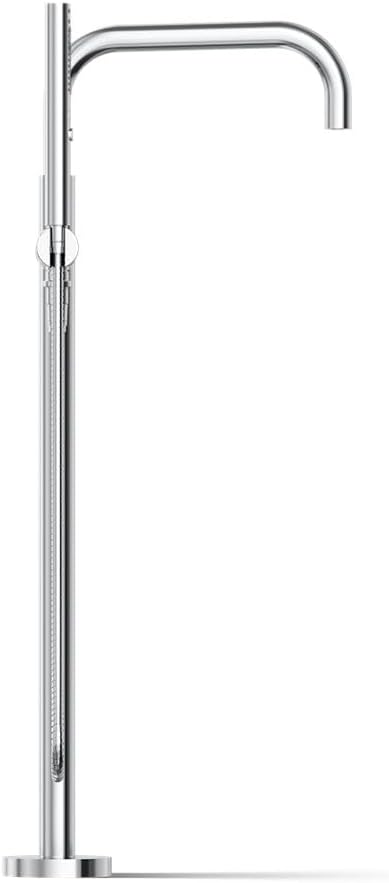KOHLER Purist® floor-mount bath filler with included handshower, polished chrome, tub filler, bath filler, multifunction handshower, K-T97328-4-CP