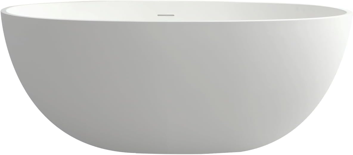Geelife 55' Solid Soaking Bathtub - Matte White - Solid Construction - Elegant Finish