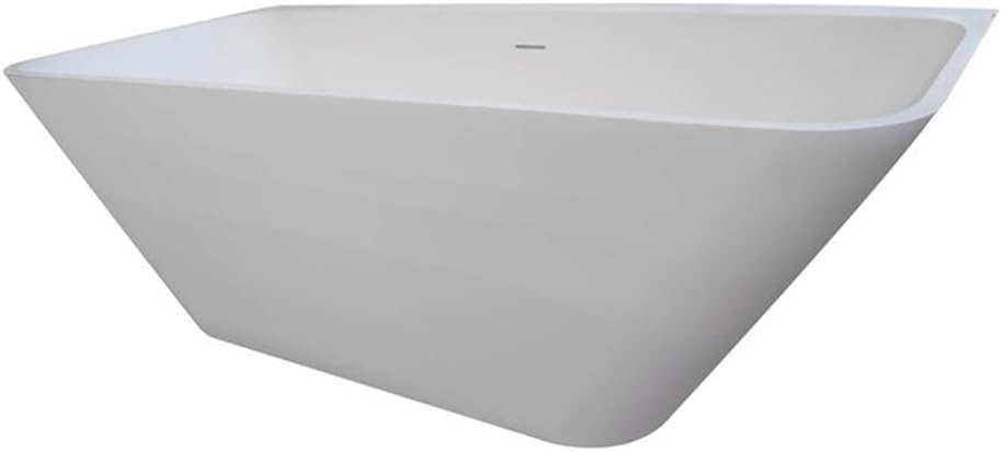 Bowery Hill Gloss Rectangular Freestanding Bathtub, Matte White Finish, Shila Stone Composite, Durable Modern Design with Deep Bathing Area, Easy-to-Clean, Scratch-Resistant, Eco-Friendly Bathroom