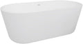 Pemberly Row Acrylic Oval Freestanding Bathtub, 62 x 29 in, High-Gloss White Finish, Insulated Multi-Layer Construction, Scratch-Resistant, 15 in Water Depth, Center Drain, Modern Style for Master