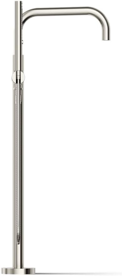 KOHLER K-T97328-4-SN Purist Floor-Mount Bath Filler with Handshower, Polished Nickel