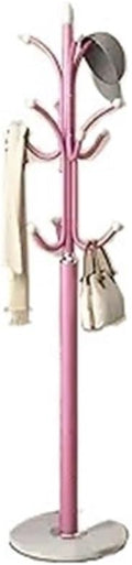 Adjustable Garment Rack Hall Tree with Stand Free Standing Iron Coat Rack Bedroom Hanger Storage For Entryway, Bedroom, Hallway, Office Standing Hanger(Pink)