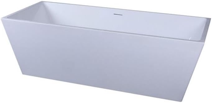 Elegant Kitchen and Bath Turner 72' Rectangular Resin Bathtub in Glossy White