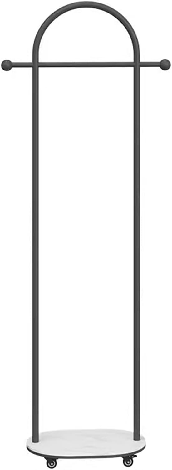 Metal Coat Rack Freestanding,Garment Rack Modern Clothing Rack with Marble Base, Small Coat Hanger Stand with 2 Hooks for Bag and Hat, Space Saving Clothes Organizer for Bedroom(Black)