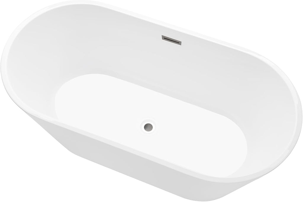 Vanity Art 54' X 29' Non-Slip Acrylic Freestanding Bathtub | Contemporary Design Soaking Tub with Overflow and Pop-up Drain, UPC Certified VA6815-NXSW-ORB