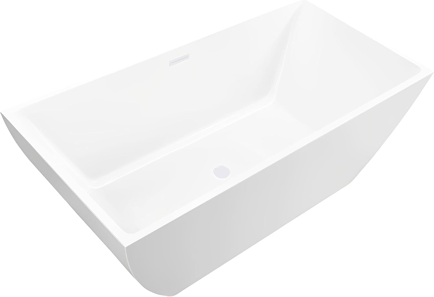 HomeBeyond 59 Inch Free Standing Bathtub | Acrylic Freestanding Soaking Tub deal for Spa-Like Baths, Modern Bathroom Stand Alone Tub Suitable for Couples, Singles, and Families, White