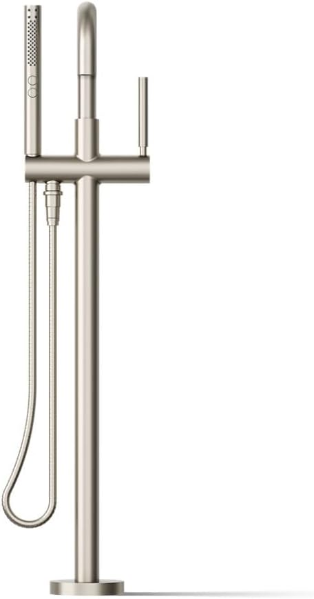 KOHLER K-T97328-4-BN Purist Floor-Mount Bath Filler with Handshower, Brushed Nickel