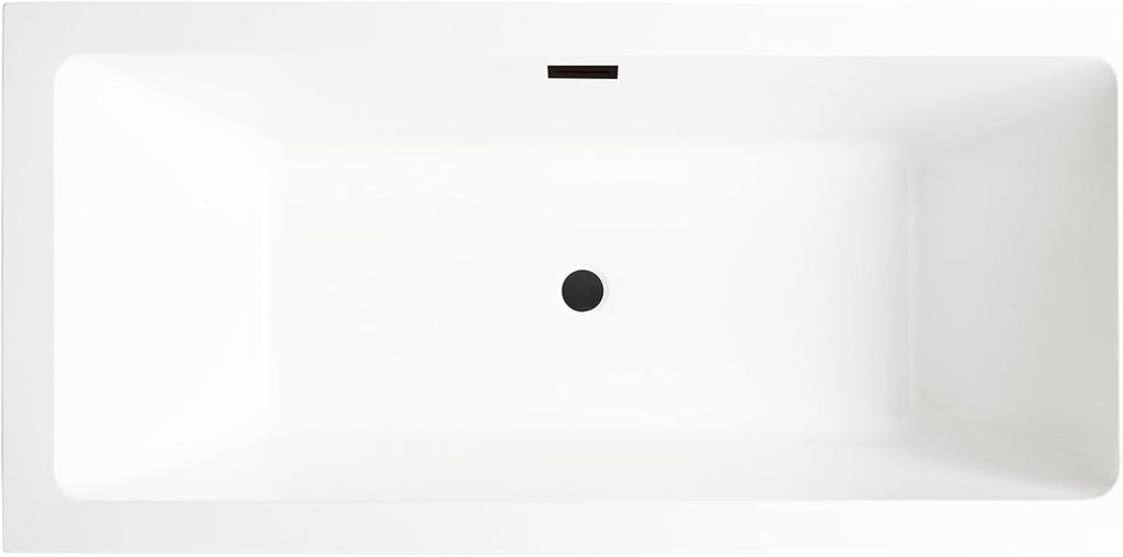 HomeBeyond 67 Inch Free Standing Bathtub | Acrylic Freestanding Soaking Tub, Square Bathroom Stand Alone Tub, Suitable Single Person Bathing, Oil Rubbed Bronze