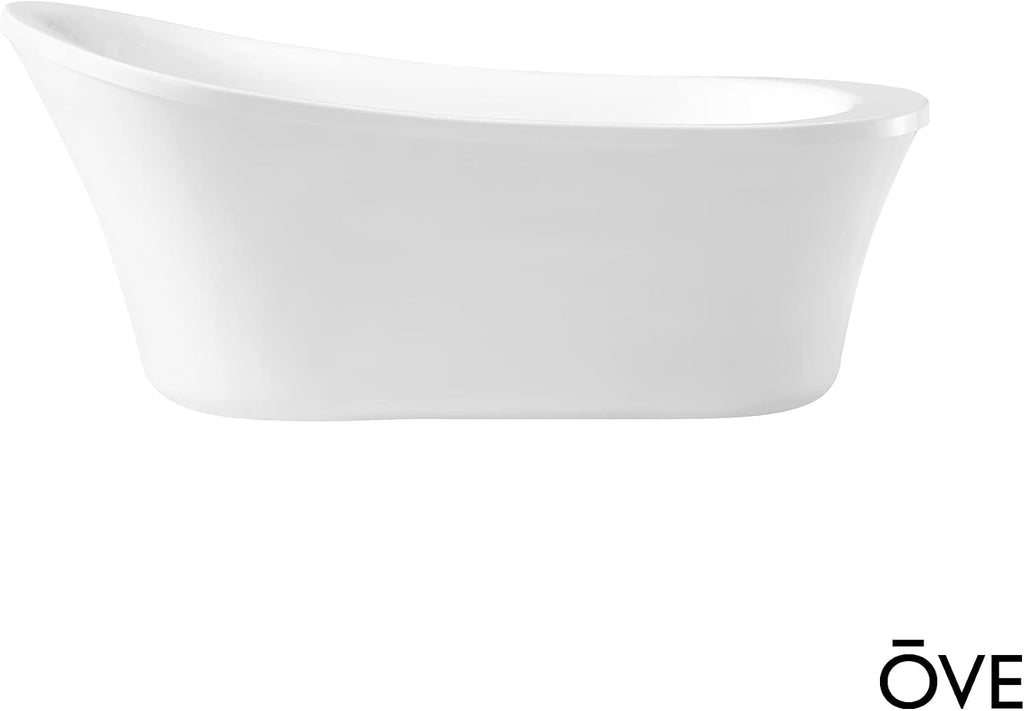 OVE Decors Skylar 34.25-in W x 71-in L Gloss White Acrylic Oval In Rectangle Front Center Drain