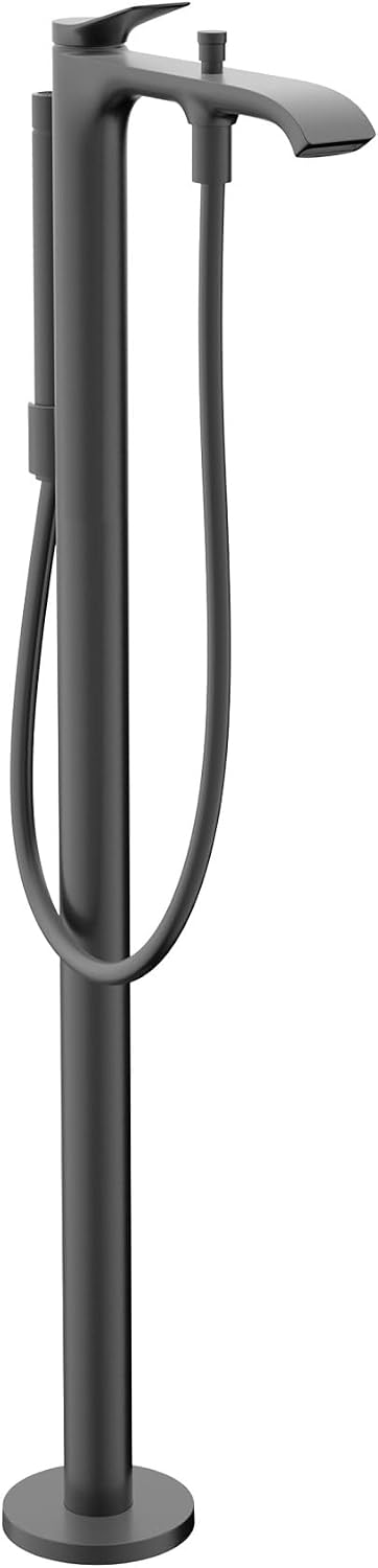 hansgrohe Vivenis 1-Handle 39-inch Tall Freestanding Bathtub Faucet with Handshower in Brushed Black Chrome, 75445341