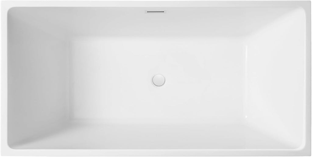 Vanity Art 67 X 32 Inch White Acrylic Freestanding Bathtub | Contemporary Design Soaking Tub with Pop-up Drain Overflow Included, UPC Certified VA6813B-L-PW