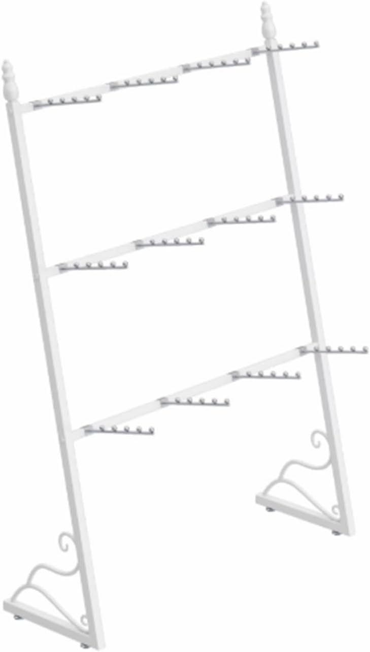 3 Tier Lingerie Garment Rack, Metal, Underwear Sock Display Stand with Hooks, Retail Organizer Clothes Rod, for Bras, Shorts, Socks, Hats(White,60 * 35 * 130cm)