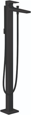 hansgrohe Metropol Modern 1-Handle 5-inch Wide Wall-Mounted Freestanding Bathtub Faucet with Handshower in Matte Black, 32532671