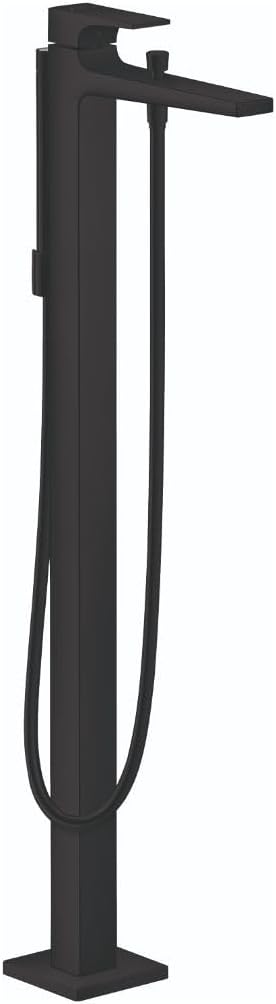hansgrohe Metropol Modern 1-Handle 5-inch Wide Wall-Mounted Freestanding Bathtub Faucet with Handshower in Matte Black, 32532671