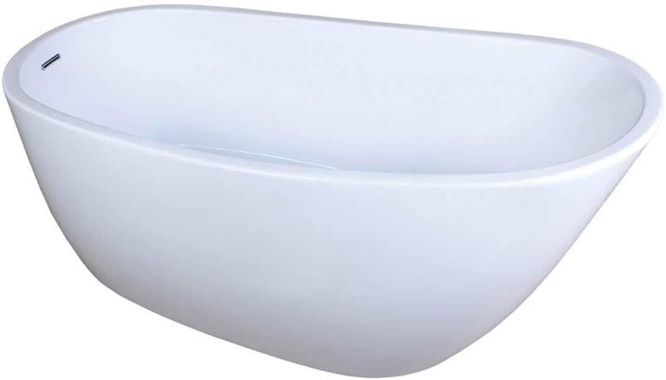 KINGSTON BRASS VTRS592928 59-Inch Contemporary Freestanding Acrylic Bathtub, White