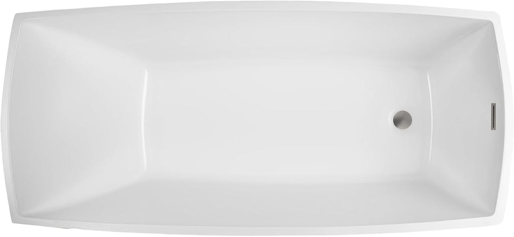 Vanity Art 67 X 31 Inch White Acrylic Freestanding Bathtub | Contemporary Design Soaking Tub with Pop-up Drain and Slotted Overflow Included, UPC Certified VA6841-BN