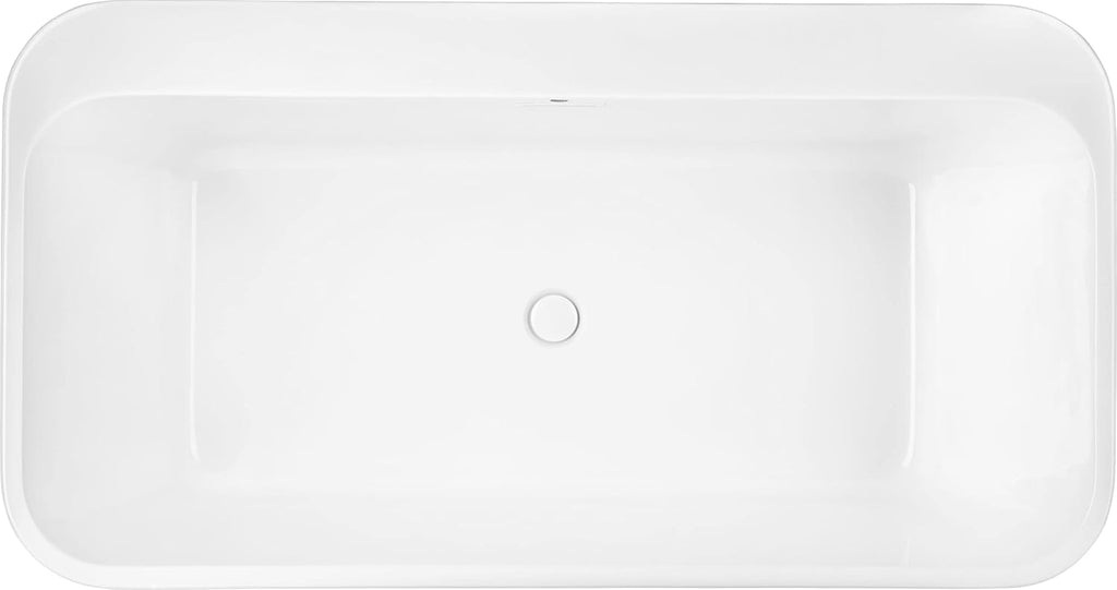 PROFLO PFFSR5931 Borealis 59' Free Standing Acrylic Soaking Tub with Center Drain, Drain Assembly, and Overflow - White