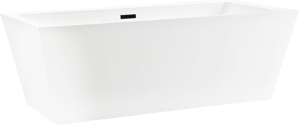 HomeBeyond 67 Inch Free Standing Bathtub | Acrylic Freestanding Soaking Tub, Square Bathroom Stand Alone Tub, Suitable Single Person Bathing, Matte Black