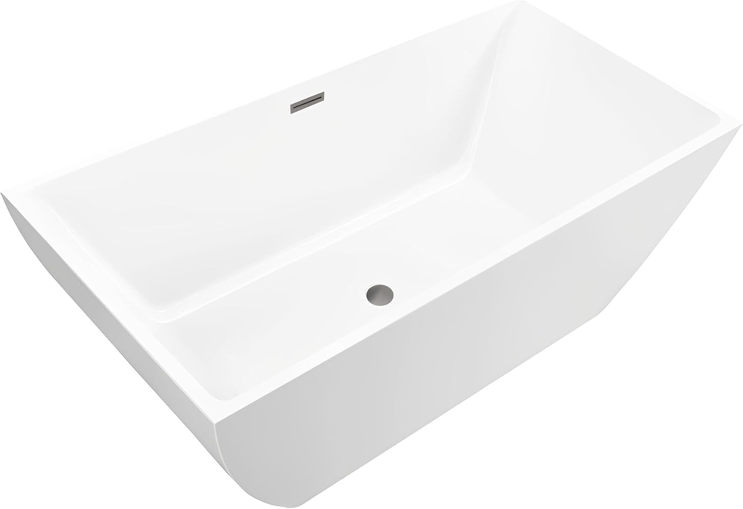 HomeBeyond 59 Inch Free Standing Bathtub | Acrylic Freestanding Soaking Tub deal for Spa-Like Baths, Modern Bathroom Stand Alone Tub Suitable for Couples, Singles, and Families, White