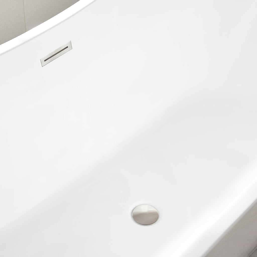 Vanity Art 71' Freestanding Bathtub | Free Standing Tub Stand Alone Tub with Contemporary Design for Soaking and Bathing, Overflow and Pop-up Drain with UPC Certified, Acrylic, VA6517-BN