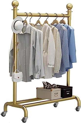 Garment Rack with Wheels & Shelf - Stylish Coat Rack Storage Solution for Bedroom, Living Room & Retail Display - Sturdy Construction, Space-Saving Design, Easy to Move