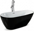 GarveeTech 59 Inch Freestanding Bathtub, Acrylic Deep Soaking Tub, Non-Slip Acrylic Tub with Chrome Overflow and Drain, cUPC Certified, Ergonomic Modern Bath for Bathrooms, Easy-Install