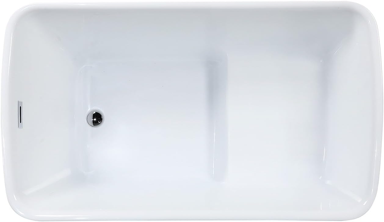 Kingston Brass VTSQ513226S Aqua Eden 51' Acrylic Freestanding Tub with Drain and Integrated Seat, Glossy White