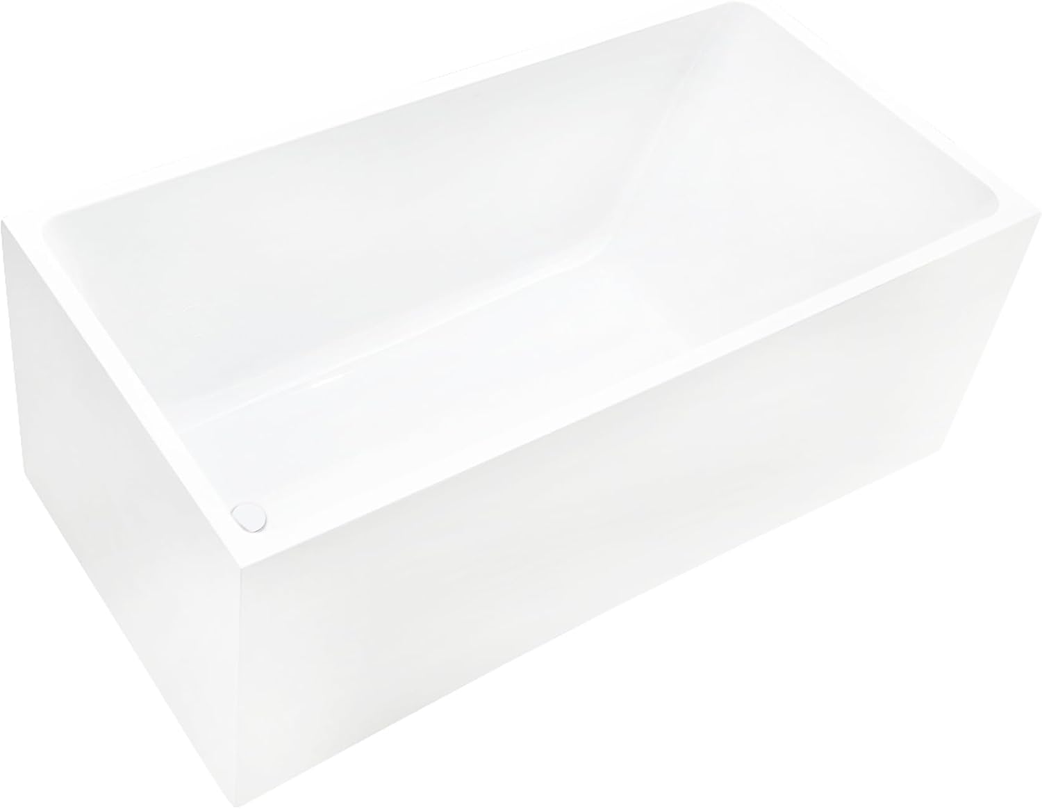 Vanity Art 55 x 29 Inch White Acrylic Freestanding Bathtub | Contemporary Design Soaking Tub with Pop-up Drain and Slotted Overflow Included, UPC Certified VA6816B-M-PW