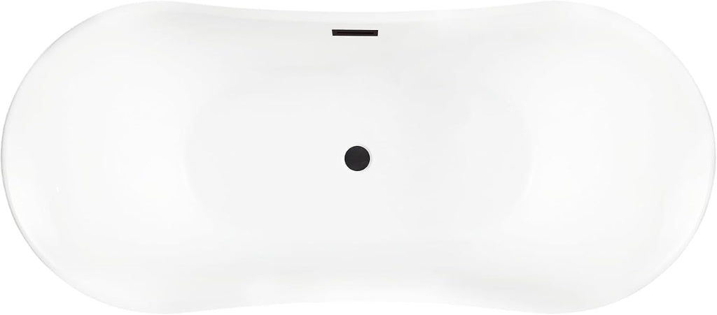 Vanity Art 67 X 30 Inch White Acrylic Freestanding Bathtub | Contemporary Design Soaking Tub with Pop-up Drain and Slotted Overflow Included, UPC Certified VA6805-ORB