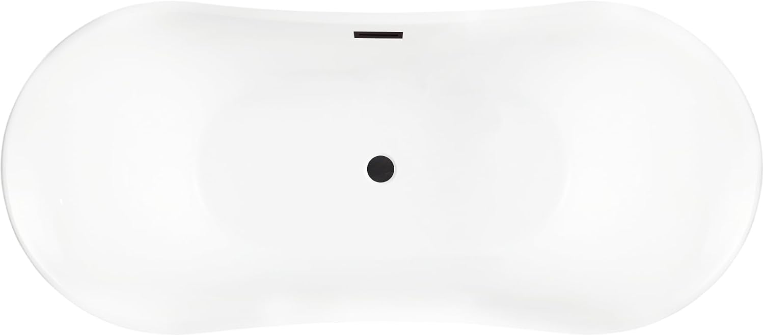 Vanity Art 67 X 30 Inch White Acrylic Freestanding Bathtub | Contemporary Design Soaking Tub with Pop-up Drain and Slotted Overflow Included, UPC Certified VA6805-ORB