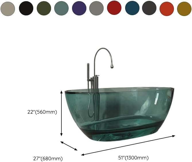 Modern Oval Freestanding Bathtub, Resin Material, Roll Top Soaking Design, Contemporary Style (Orange, 51'L x 27'W x 22'H)