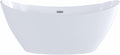 EVIVA Bella 60-Inch Acrylic Bathtub Non-Slip Deep Soaking Bathtub Freestanding Modern Soaker Deep Oval Bath Tub in Glossy White with Chrome Overflow and Middle Drain