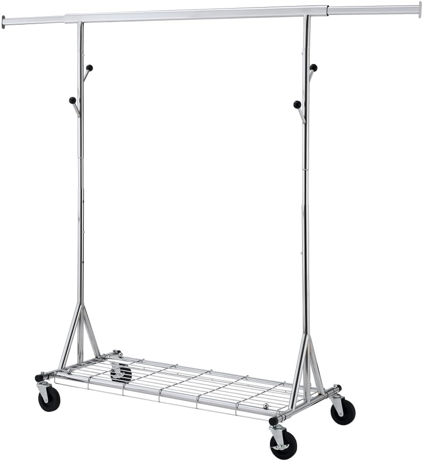 Heavy Duty Clothes Rack Load 600 LBS, Metal Garment Rack, Standing Rolling Clothes racks for Hanging Clothes with Sturdy Wheels & Shelves, Portable Closet Wardrobe Rack,Sliver (Silver)