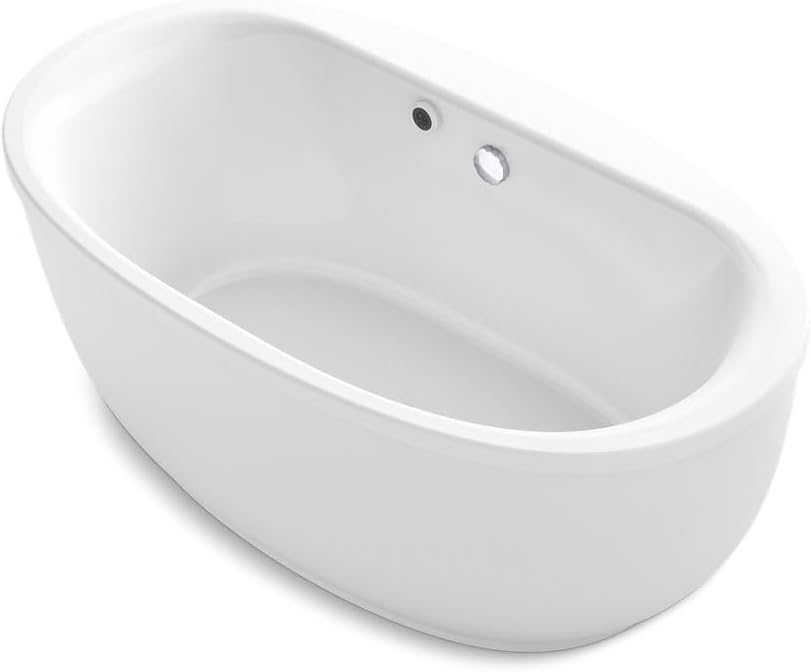 Kohler 24002-W1-0 Sunstruck® 60' x 34' freestanding bath with Bask® heated surface and fluted shroud, White