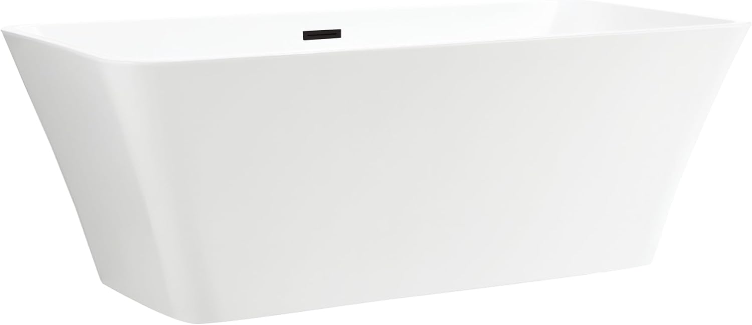 Vanity Art 67 X 29 Inch White Acrylic Freestanding Bathtub | Contemporary Design Soaking Tub with Pop-up Drain and Slotted Overflow Included, UPC Certified VA6820-ORB